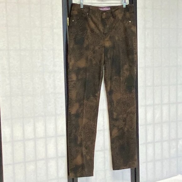 Gloria Vanderbilt Sadie Vintage Animal Hide Print Skinny Denim Jeans Brown 14 - Picture 3 of 13